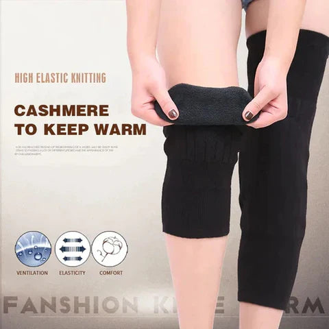 2 Pcs Adjustable Cashmere Wool Knee Pads With Straps